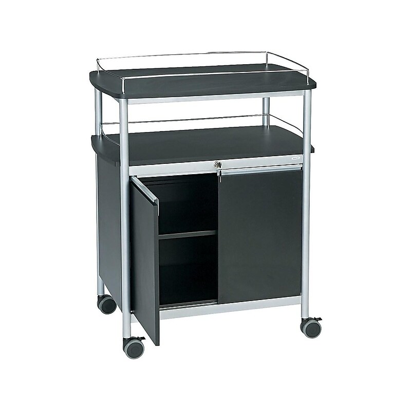 Safco 3-Shelf Metal Mobile Kitchen Cart with Lockable Wheels, Black (8964BL) image 1