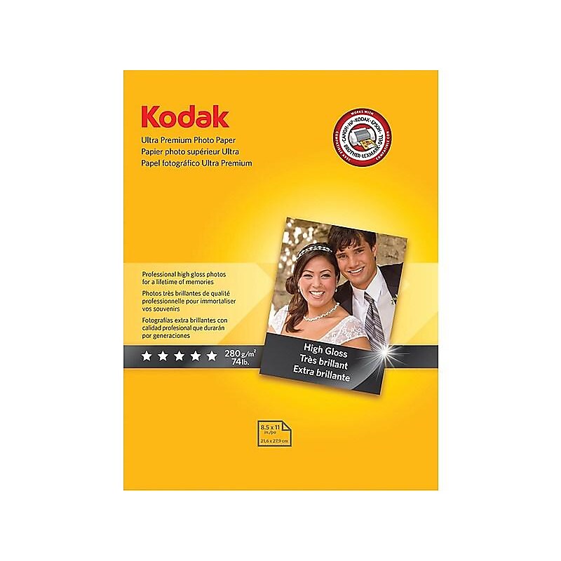 Kodak Ultra Premium Glossy Photo Paper, 8.5" x 11", 25 Sheets/Pack (8366353) image 1