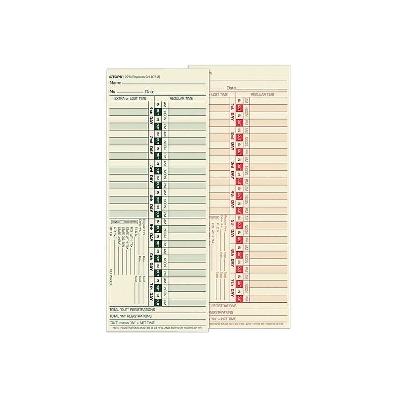 TOPS Time Cards, 500/Box (TOP 1275) image 1