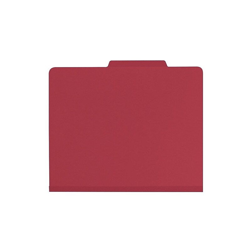 Smead Card Stock Heavy Duty Classification Folders, 2" Expansion, Letter Size, 1 Divider, Red, 10/Box (13703) image 1