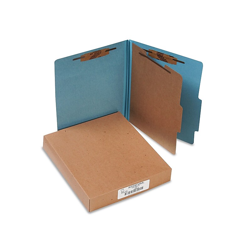 ACCO Pressboard 4-Part Classification Folders, Letter Size, Blue, 10/Box (A7015024) image 1