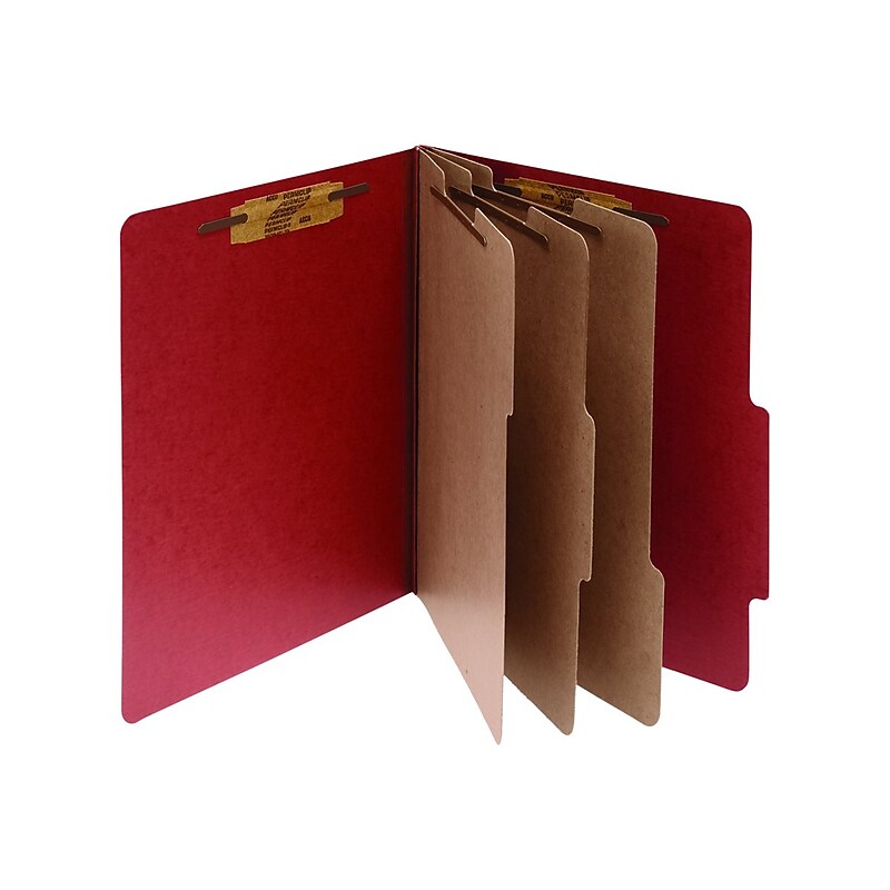 ACCO Reinforced Pressboard Classification Folder, 3-Dividers, 4" Expansion, Letter Size, Earth Red, 10/Box (ACC15038 image 1
