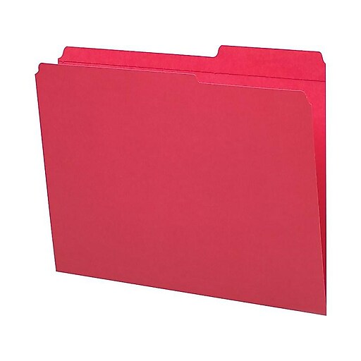 Staples GuideHeight Reinforced File Folders, 3Tab, Letter Size, Red