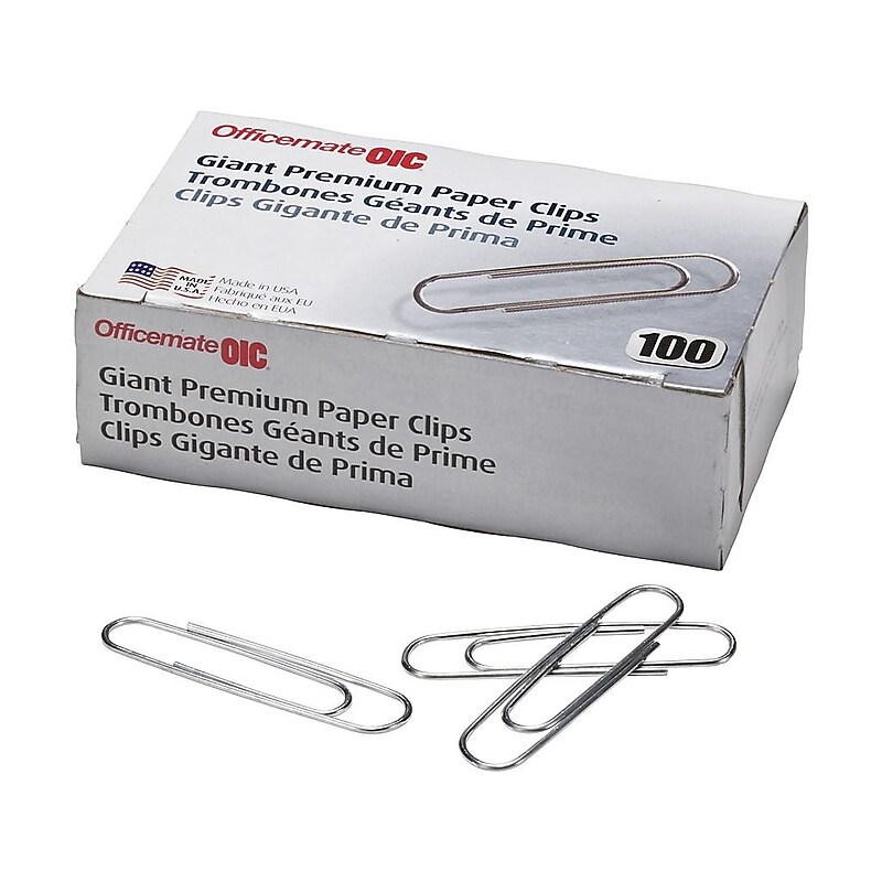 Officemate Premium Jumbo Paper Clips, Silver, 100/Box, 10 Boxes/Pack (99918) image 1
