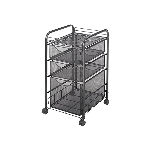 Safco Onyx Mesh Mobile File Cart with Lockable Wheels, Black (5213BL