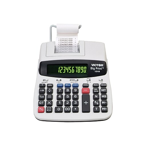 Victor Big Print (1310) 12Digit Thermal Printing, Desktop Calculator, White/Black Staples