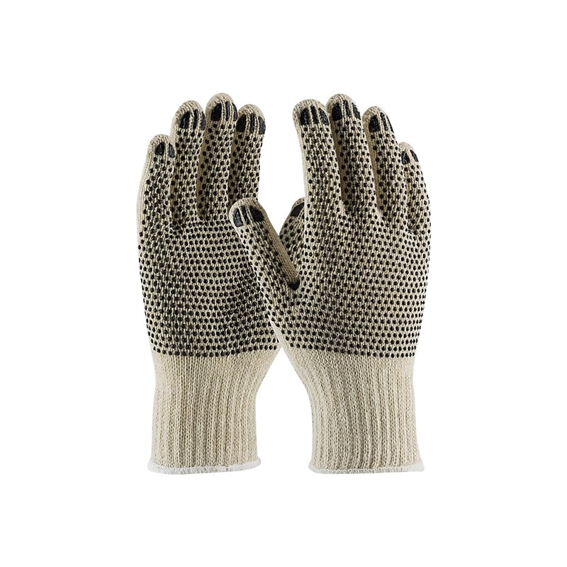 PIP PVC Coating Cotton/Polyester Gloves, Natural/Black, Large, 12/Pr (36-110PDD/L) image 1