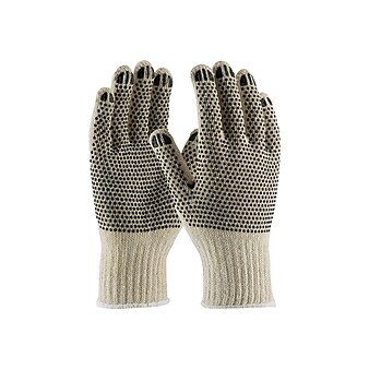 PIP PVC Coating Cotton/Polyester Gloves, Natural/Black, Dozen (36-110PDD/L)
