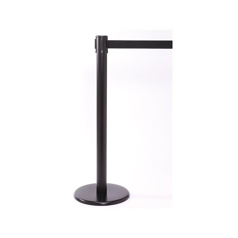 QPro 250 Black Retractable Belt Barrier with 11' Black Belt (PRO250B-BK) image 1