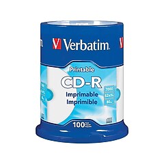 Verbatim Printable 98493 52x CD-R, White Inkjet Printable, Hub