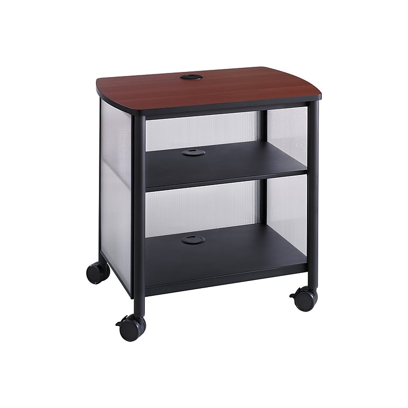 Safco Impromptu 2-Shelf Metal Mobile Printer Stand with Lockable Wheels, Black/Cherry (1857BL) image 1
