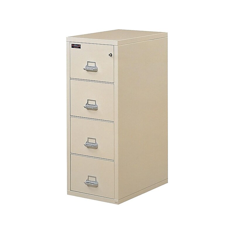 FireKing 2 Hour Rated 4-Drawer Vertical File Cabinet, Fire Resistant, Letter, Beige, 31.19"D DOCK (4-1956-2PA) image 1