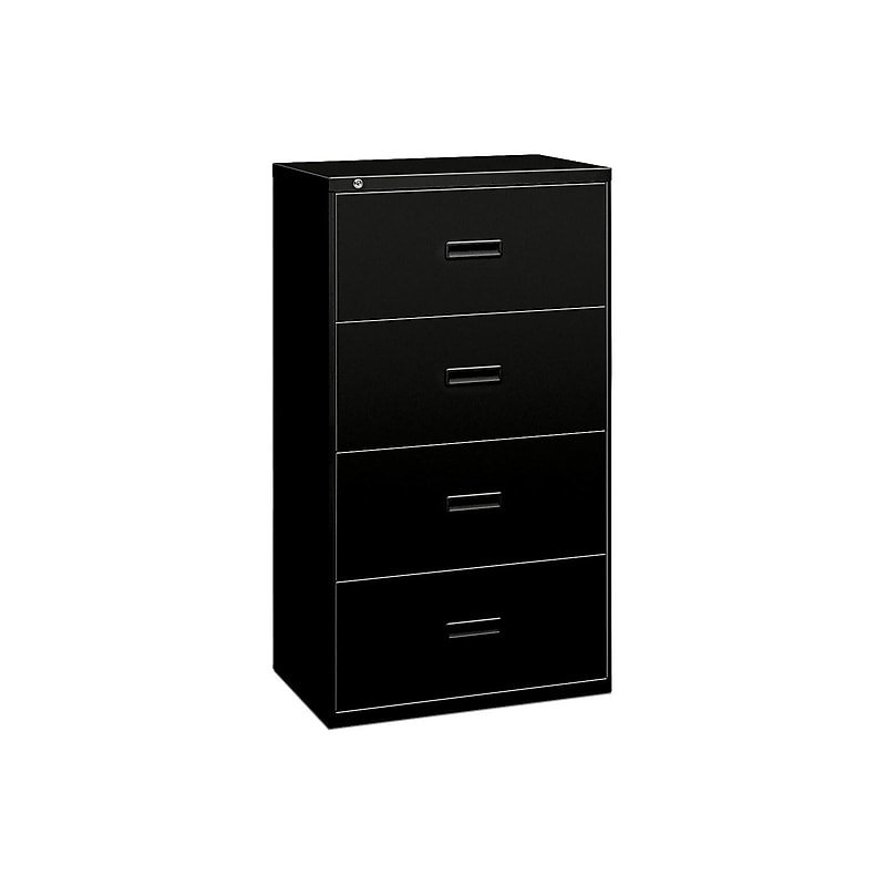 HON Lateral File, 4 Drawers, Molded Pull, 36"W, Black Finish (BSX484LP) image 1