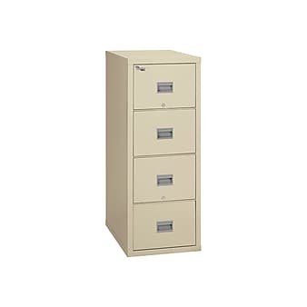 FireKing Patriot 4-Drawer Vertical File Cabinet, Fire Resistant, Letter/Legal, Beige, 25"D DOCK(4P1825-CPA)