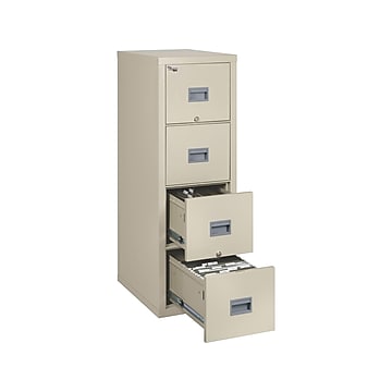 FireKing Patriot 4-Drawer Vertical File Cabinet, Fire Resistant, Letter/Legal, Beige, 25"D DOCK(4P1825-CPA)