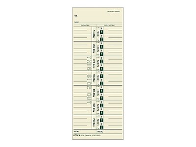 Amano Time Clock 500 Time Cards For Royal TimeMaster TC100 And TC200 Time Cards 2 Sided Bi-weekly