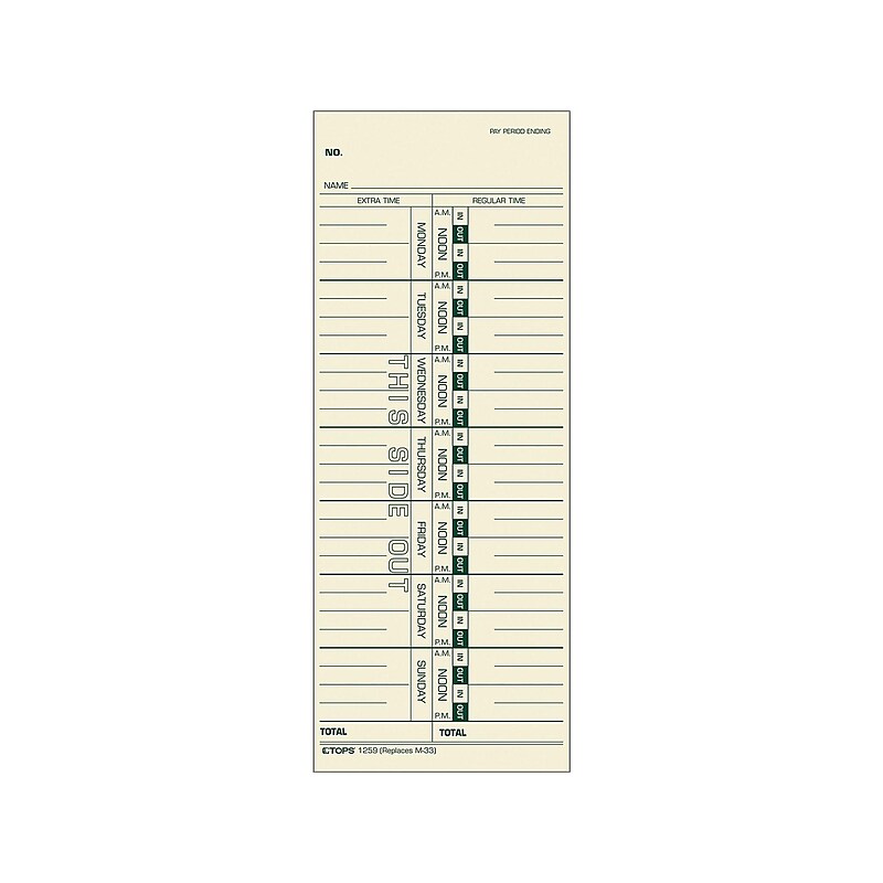 TOPS Time Cards, 500/Box (TOP 1259) image 1