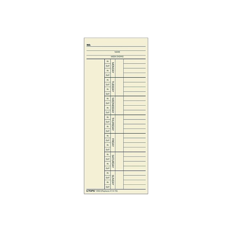 TOPS Time Cards, 100/Pack (TOP 12603) image 1