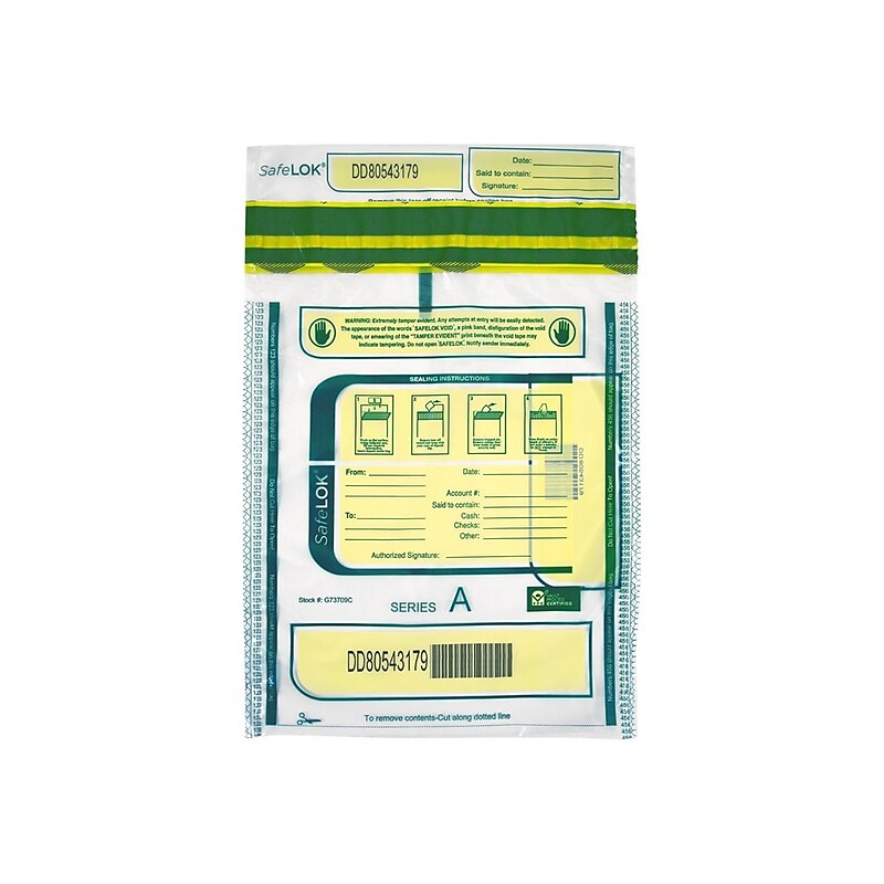 SafeLok Series A Deposit Bags, Clear, 100/Pack (585087) image 1