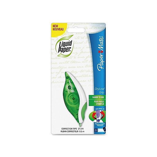Paper Mate Liquid Paper® Dryline® Grip Correction Tape, NonRefillable, 1/5 of an inch by 27.9