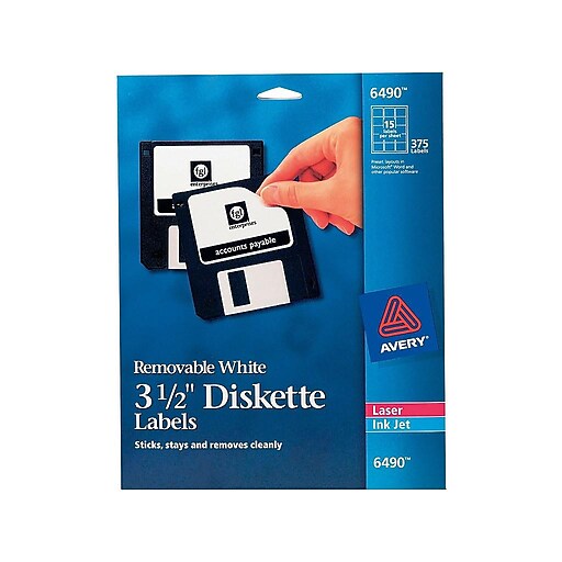 Avery 6490 Removable Laser Labels for 3 1/2" Diskettes, 375/Pack at Staples