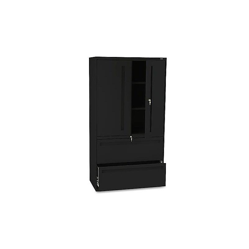 HON Brigade 700 Series 2 File Drawer Lateral File Cabinet, Locking, Letter/Legal, Black, 36"W (H785LS.L.P) image 1