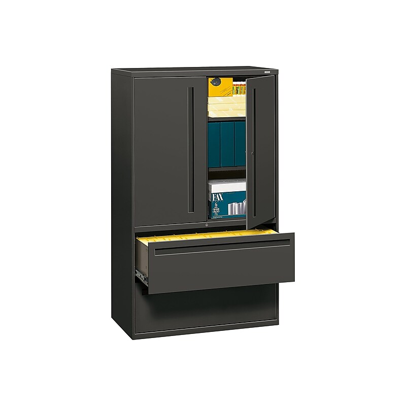 HON Brigade 700 Series 2 File Drawer Lateral File Cabinet, Locking, Letter/Legal, Charcoal, 42"W (H795LS.L.S) image 1