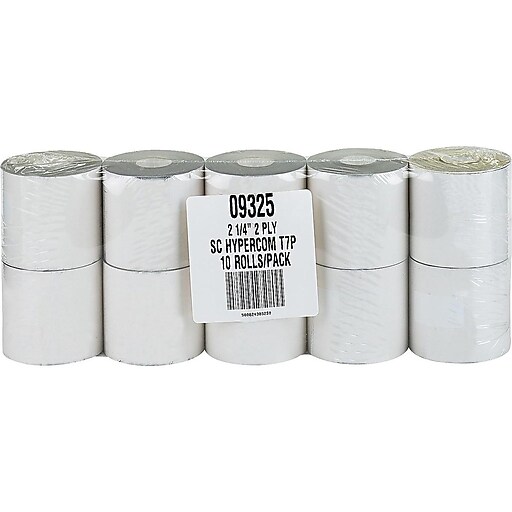 PM Company Carbonless Paper Rolls, 21/4" x 70', 10/Pack (09325) Staples