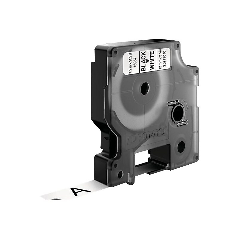 Dymo D1 16953 Label Maker Tape, 0.5"W, Black On White image 1