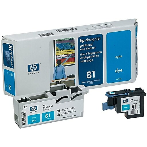 HP 81 DesignJet Printhead and Printhead Cleaner, Cyan (C4951A) Staples