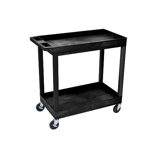 Luxor 2Shelf Mixed Materials Mobile Utility Cart with Lockable Wheels