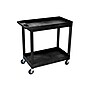 Luxor 2-Shelf Mixed Materials Mobile Utility Cart with Lockable Wheels, Black (EC11-B)~#|#~sp43832332_sc7