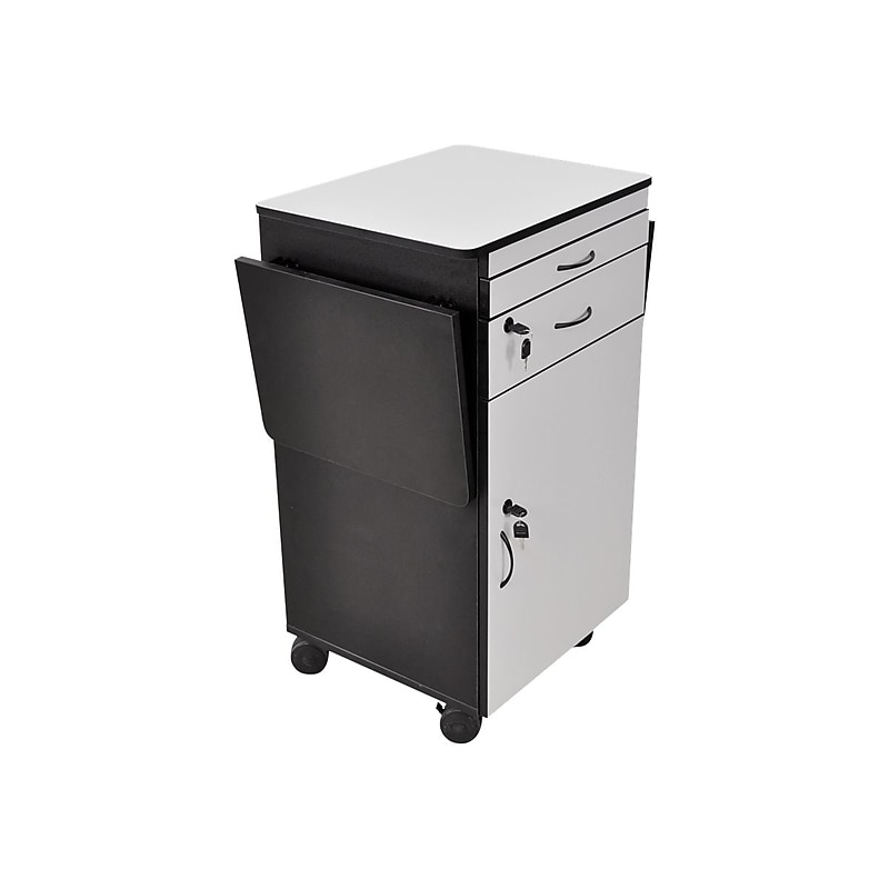 Luxor 4-Shelf Wood Mobile File Cart with Lockable Wheels, Black/Gray (WPSDD3) image 1