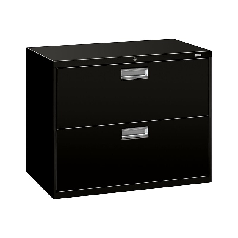 HON Brigade 600 Series 2-Drawer Lateral File Cabinet, Letter/Legal Size, Lockable, 28.38"H x 36"W x 19.25"D, Black (HON682LP) image 1