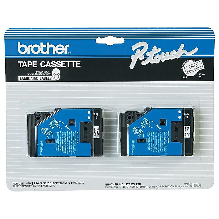 その他 e-papa Brother P-touch TC-20Z1 Laminated Label Maker Tape, 3/8