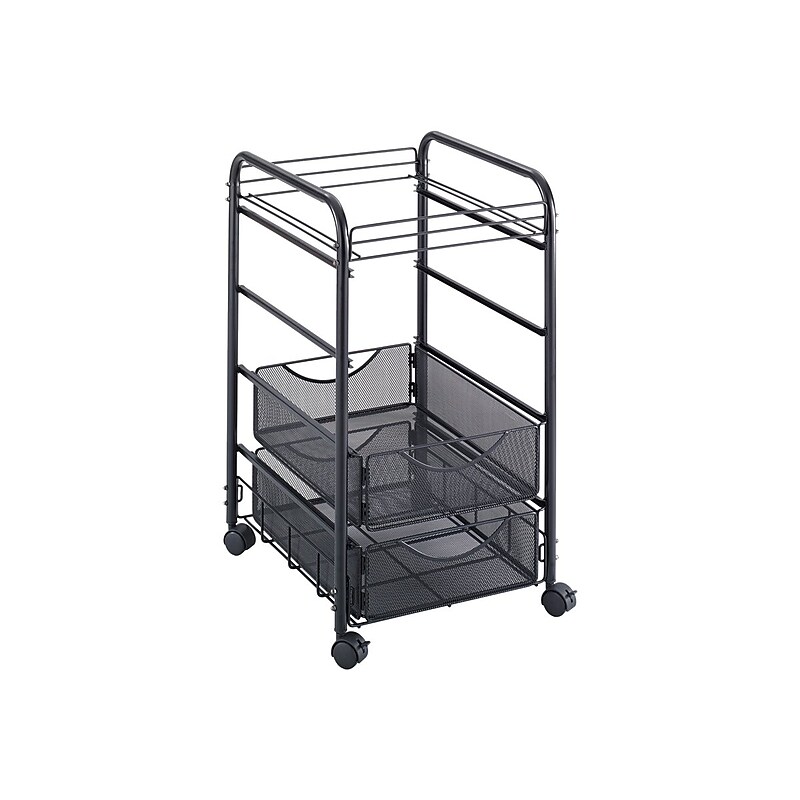 Safco Onyx Mesh Mobile File Cart with Lockable Wheels, Black (5215BL) image 1
