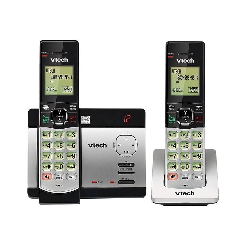 VTech 2-Handset Cordless Telephone, Silver/Black (CS5129-2) image 1