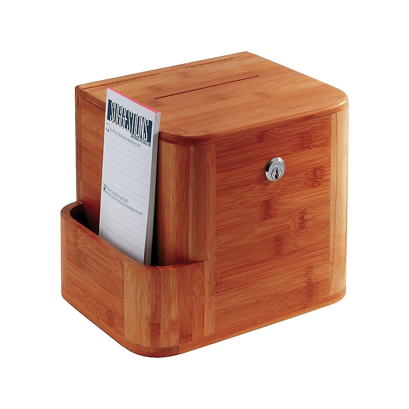 Safco Bamboo Locking Wood Suggestion Box, Cherry (4237CY) image 1