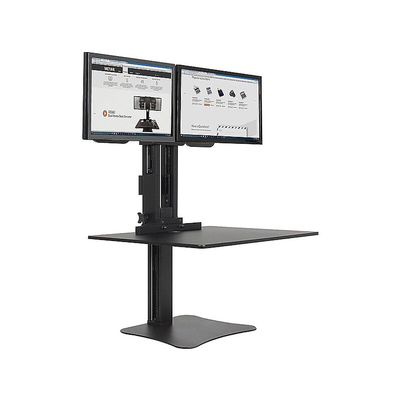 Victor Technology High Rise™ Manual Dual Monitor Standing Desk, 28" W, Laminate Wood (DC350) image 1
