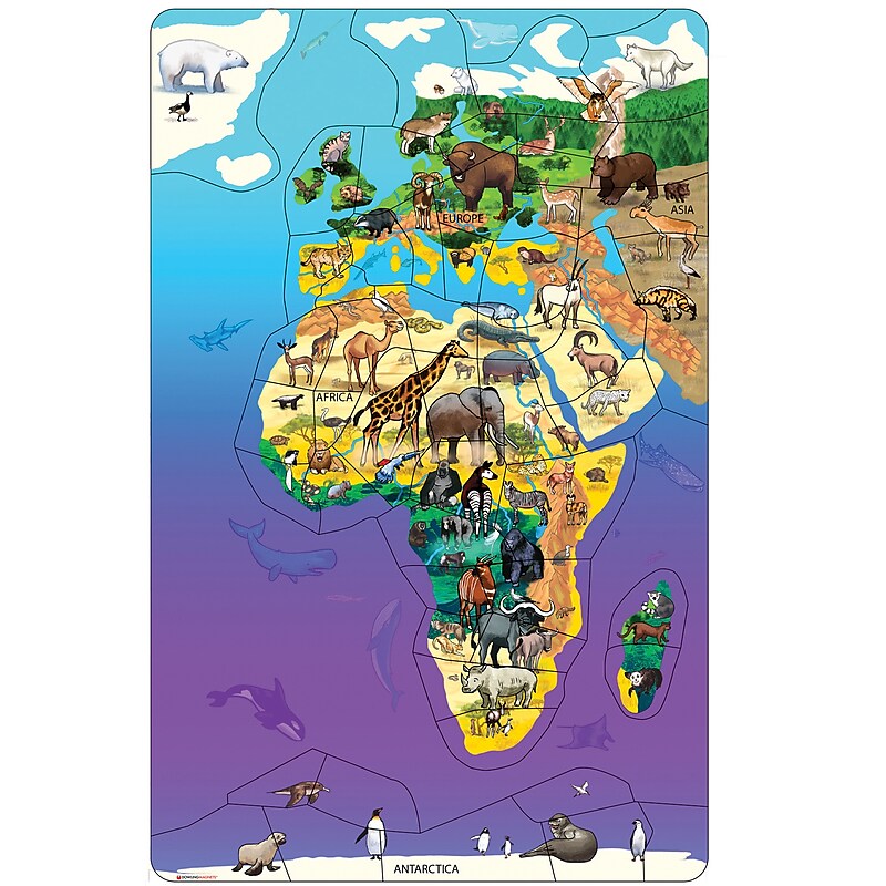 Dowling Magnets Magnetic Wildlife Map Puzzle, Eurasia & Africa, Grades PreK+ (DO-734110) image 1