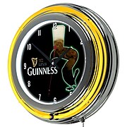 Guinness Chrome Double Rung Neon Clock - Feathering