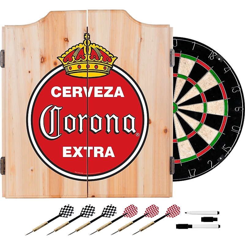 Corona Dart Cabinet Set with Darts and Board - Vintage image 1