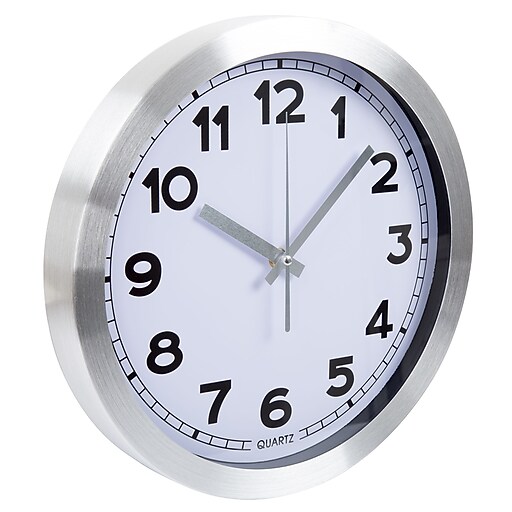 Everyday Home 12 Inch Brushed Aluminum Wall Clock (886511925670) at Staples