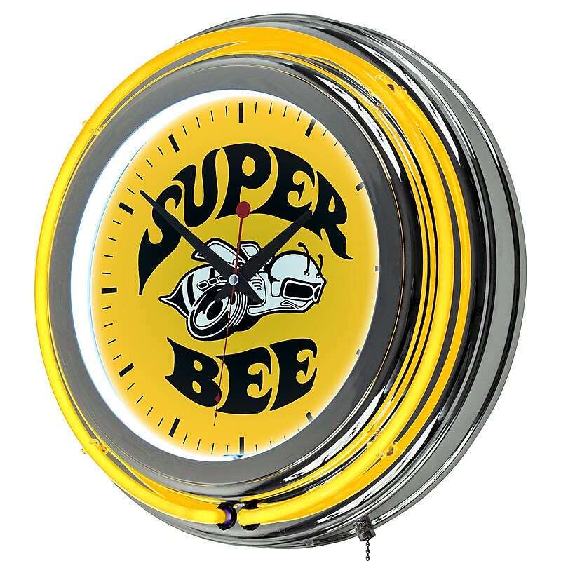 Dodge Chrome Double Rung Neon Clock - Super Bee image 1