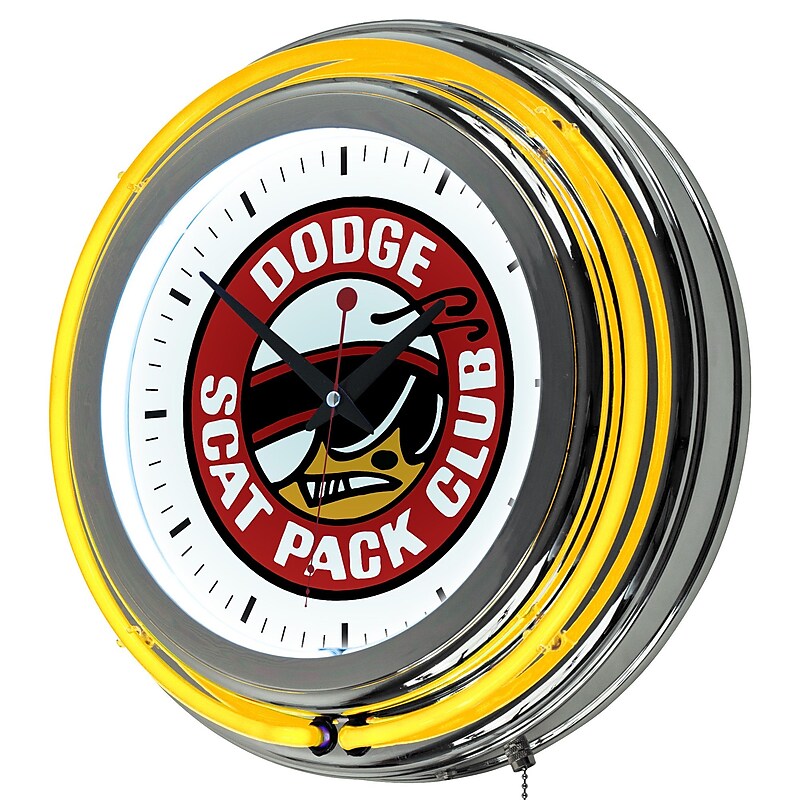 Dodge Chrome Double Rung Neon Clock - Scat Pack image 1