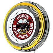 Dodge Chrome Double Rung Neon Clock - Scat Pack
