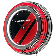 Dodge Chrome Double Rung Neon Clock - Big Stripe