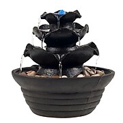Pure Garden Three Tier Cascading Tabletop Fountain with LED Lights