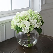 Pure Garden Hydrangea Floral Arrangement with Glass Vase - Green