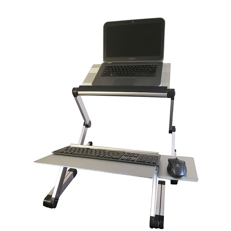Uncaged Ergonomics WorkEZ Standing Desk Silver with 2 fans and 3 usb ports (WESDsFAN) image 1